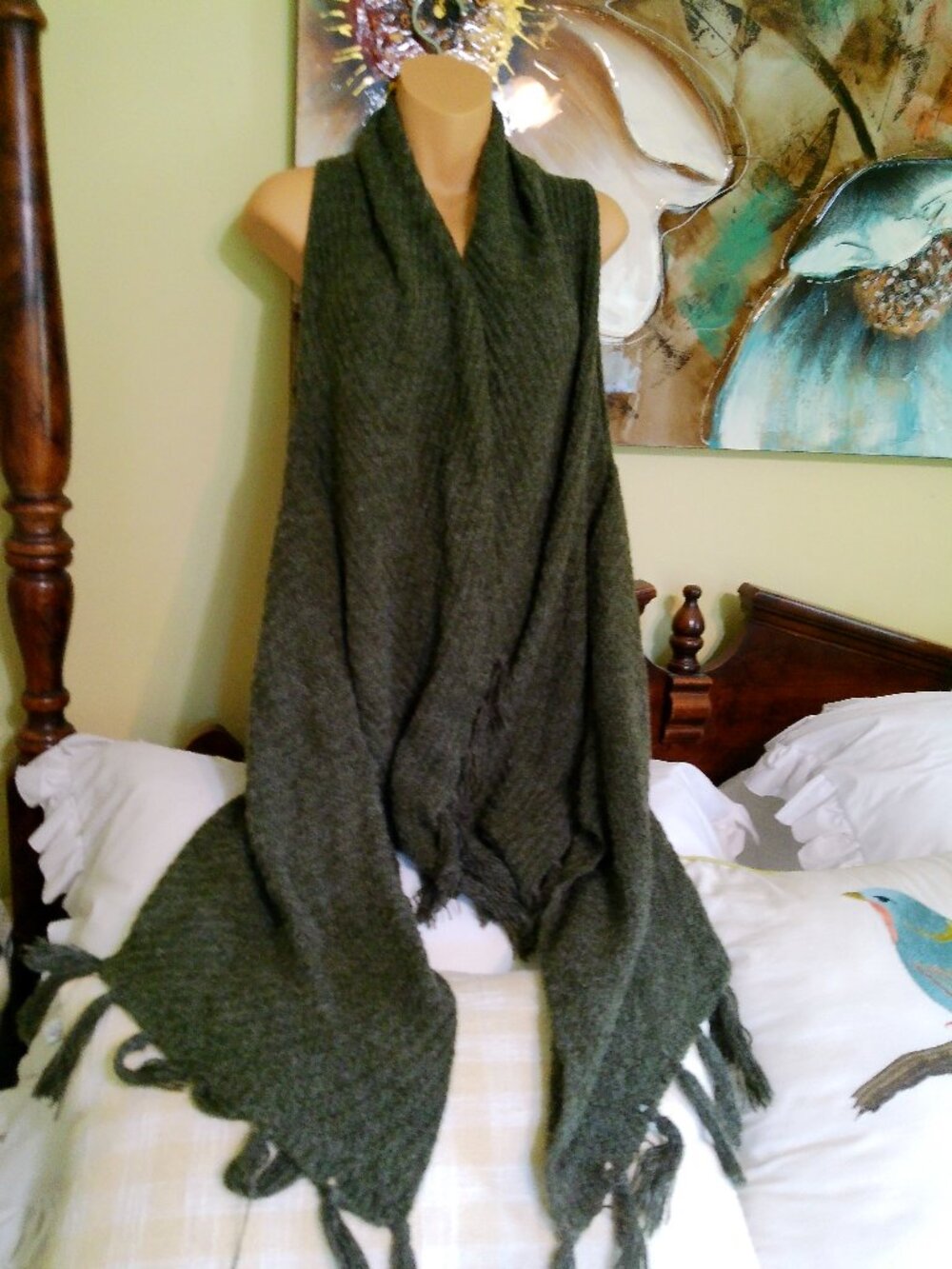 JANICE ONE SIZE FITS ALL SWEATER VEST FOREST GREEN GOOD CONDITION